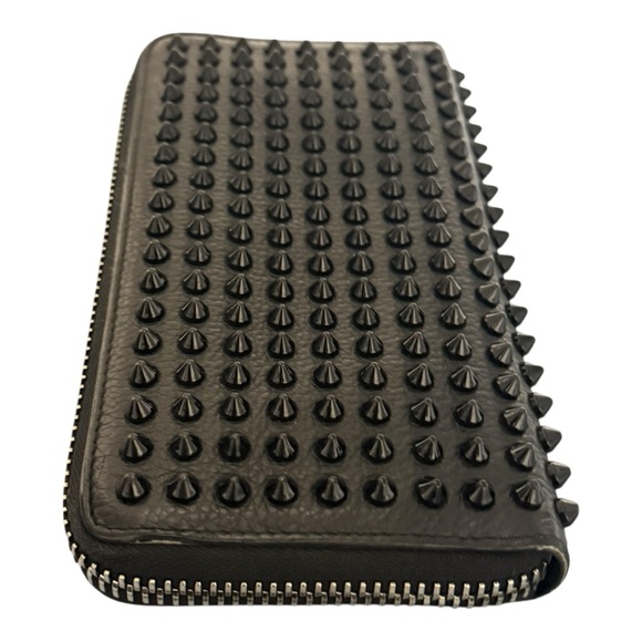 Christian Louboutin Panettone Spiked Zip Wallet | Black Leather - Picture 9 of 9